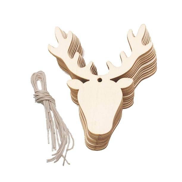 Laser Deer Embellishment With String 10Pcs/Set Reindeer Cut Out